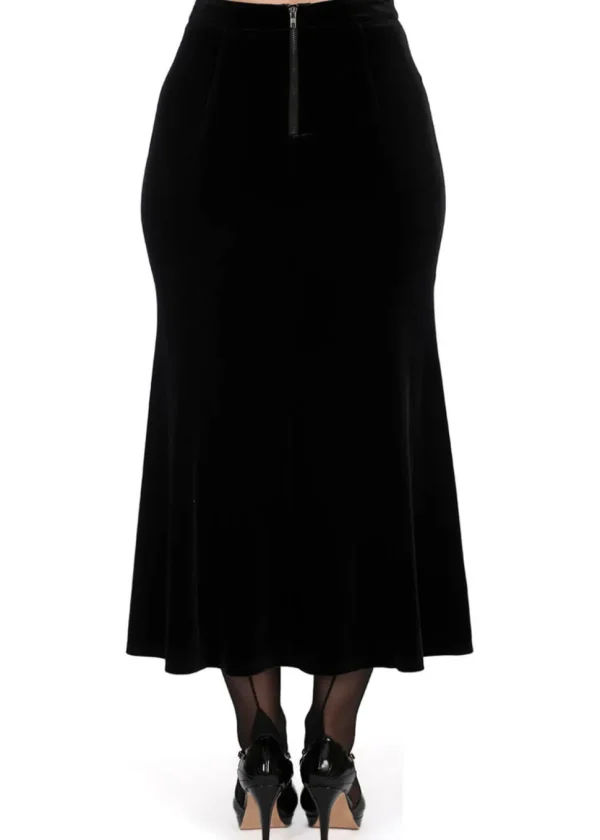 Banned Alternative Betty Rock Velvet Fishtail Skirt Black