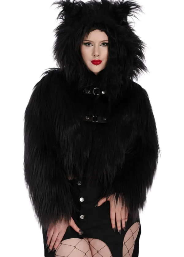 Banned Alternative Buffy Fuzzy Jacket Black