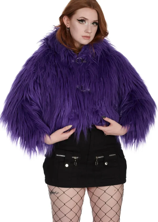 Banned Alternative Buffy Fuzzy Jacket Violet