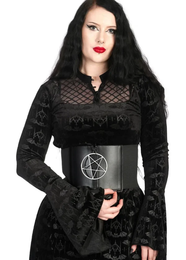 Banned Alternative Carron Pentagram Corset Belt Black