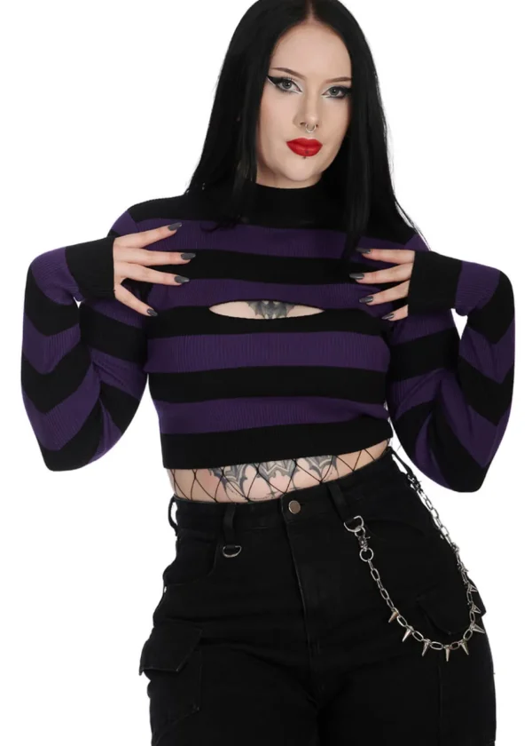 Banned Alternative Crash Into Me Peekaboo Longsleeve Violet Black