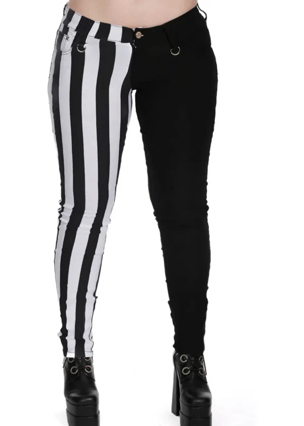 Banned Alternative Damage Striped Trousers White Black