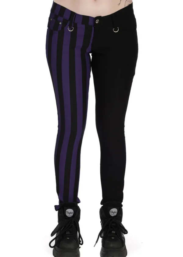 Banned Alternative Damage Striped Trousers Violet Black