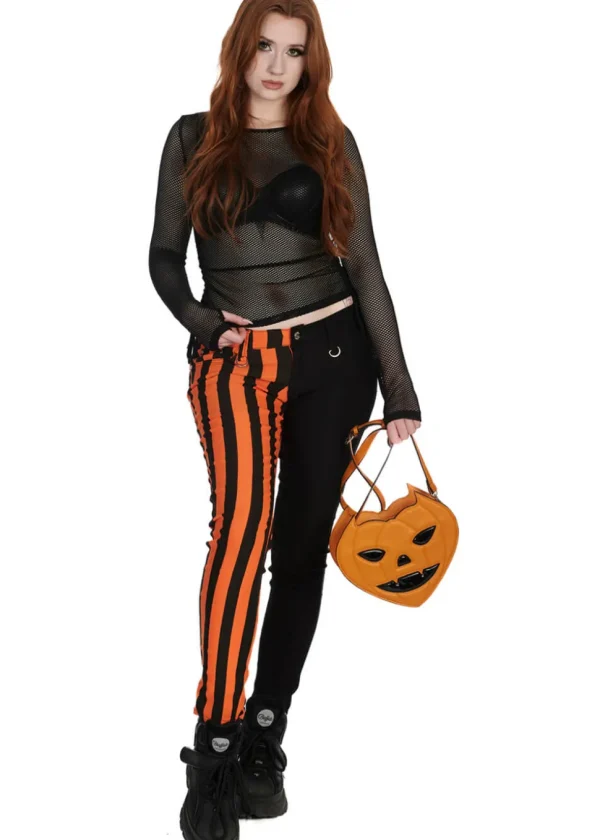 Banned Alternative Damage Striped Trousers Orange Black