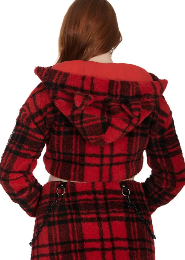 Banned Alternative Eri Tartan Hoodie Black Red