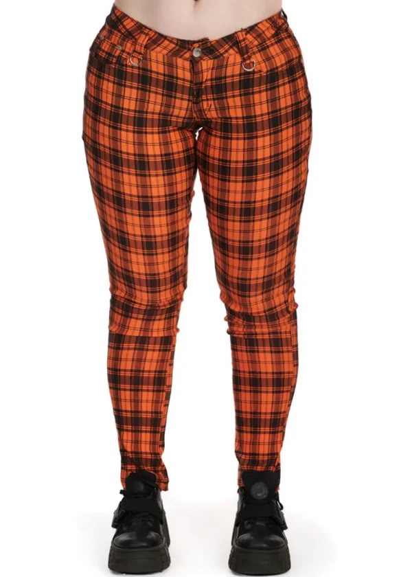 Banned Alternative Forever Check Trousers Orange Black