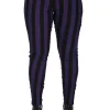 Banned Alternative Forever Striped Trousers Violet Black