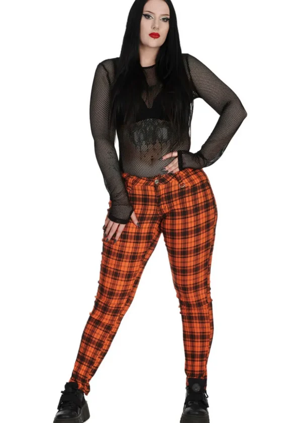 Banned Alternative Forever Check Trousers Orange Black