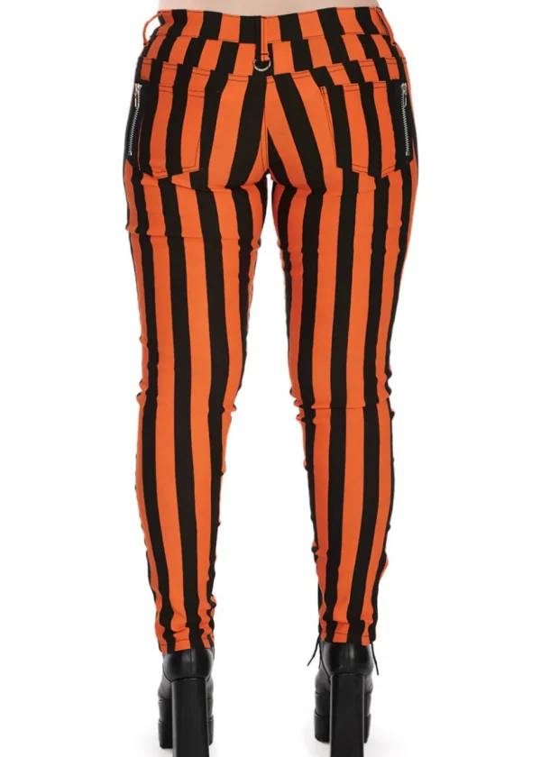 Banned Alternative Forever Striped Trousers Orange Black