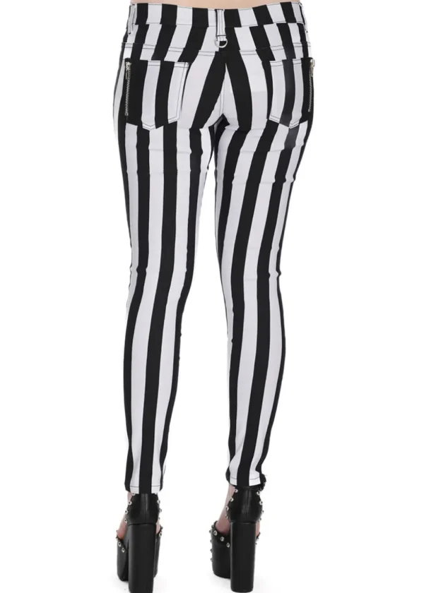 Banned Alternative Forever Striped Trousers White Black