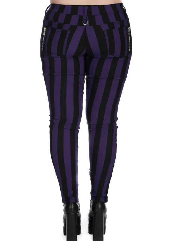 Banned Alternative Forever Striped Trousers Violet Black