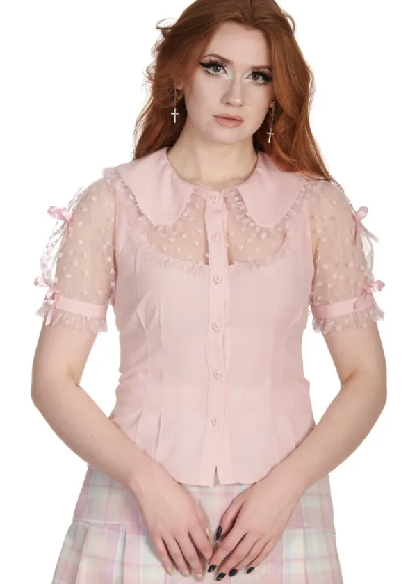 Banned Alternative Naomi Hearts 40's Blouse Pink