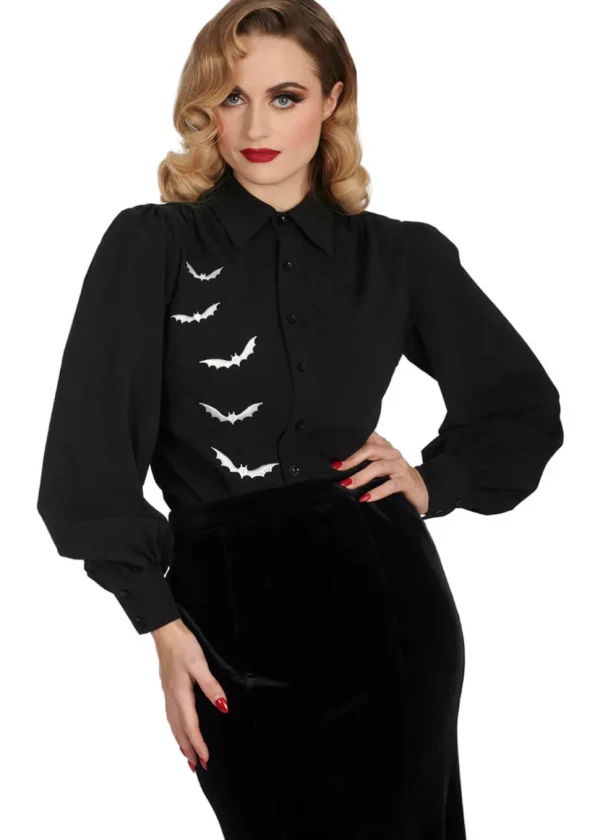 Banned Alternative Night Bat Blouse Black