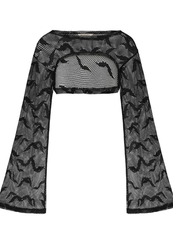 Banned Alternative Selena Bat Mesh Top Black