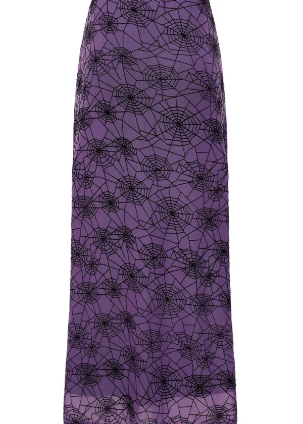 Banned Alternative Seraphina Spiderweb Mesh Maxi Skirt Purple