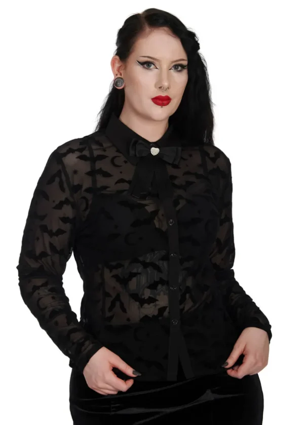 Banned Alternative Strangers Paradise Bats Blouse Black