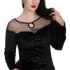 Banned Alternative Velvet Bat Top Black