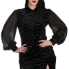 Banned Alternative Velvet Bat Blouse Black