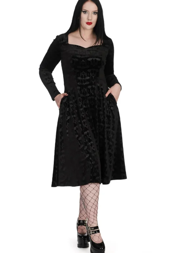 Banned Alternative Velvet Bat Swing Dress Black