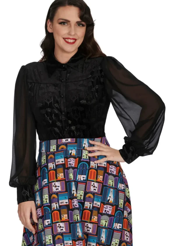 Banned Alternative Velvet Bat Blouse Black
