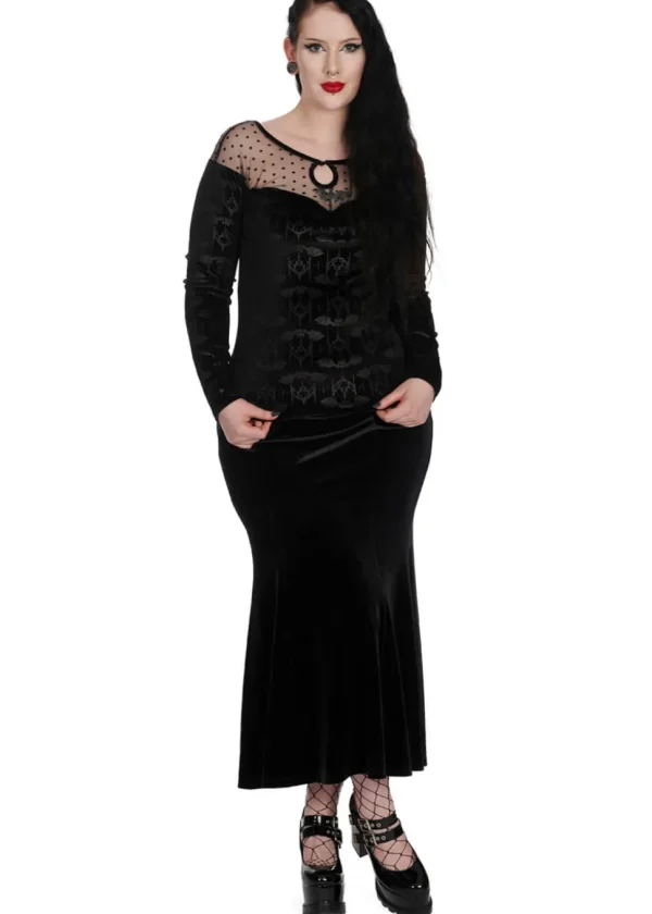 Banned Alternative Velvet Bat Top Black
