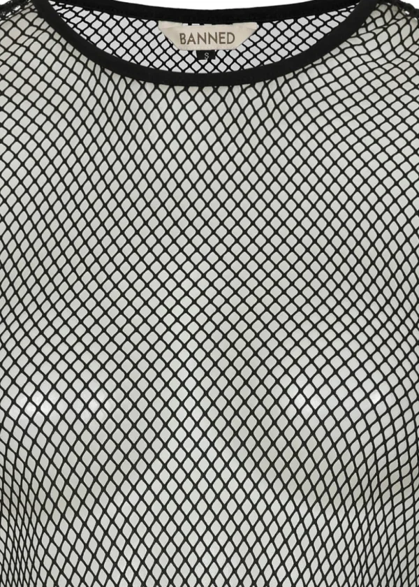 Banned Alternative Zoey Fishnet Top Black