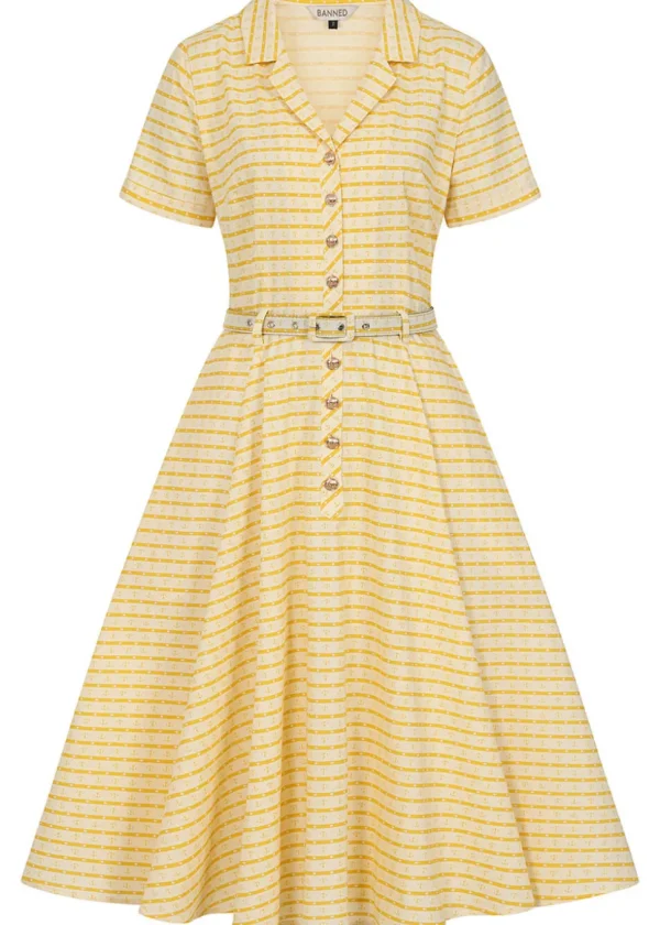 Banned Bella Anchor Ahead 50's Swing Dress Yellow