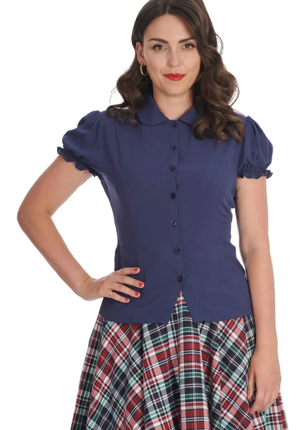 Banned Betsy Bloom 50's Blouse Navy