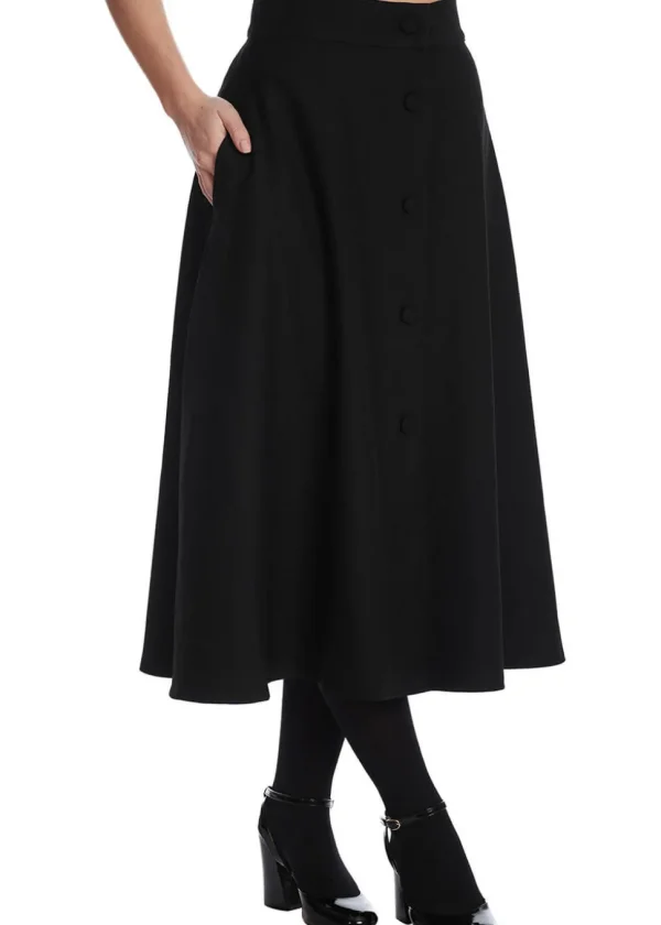 Banned Book Worm 50's Flared Skirt Black