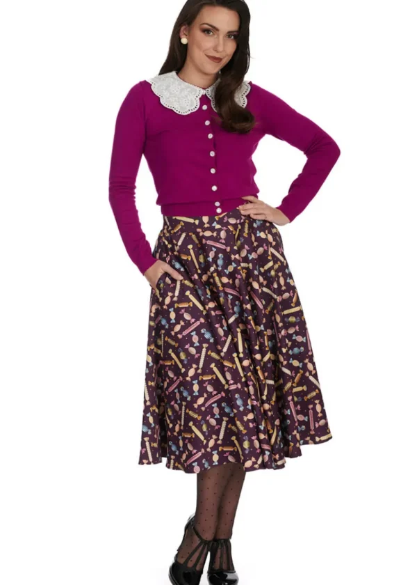 Banned Candy 50's Swing Skirt Aubergine