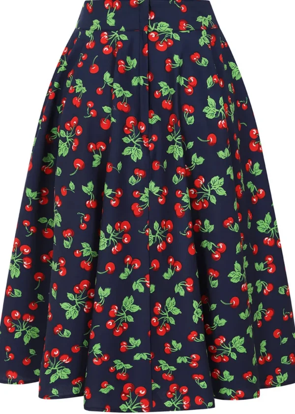Banned Cary Cherry 50's Swing Skirt Navy