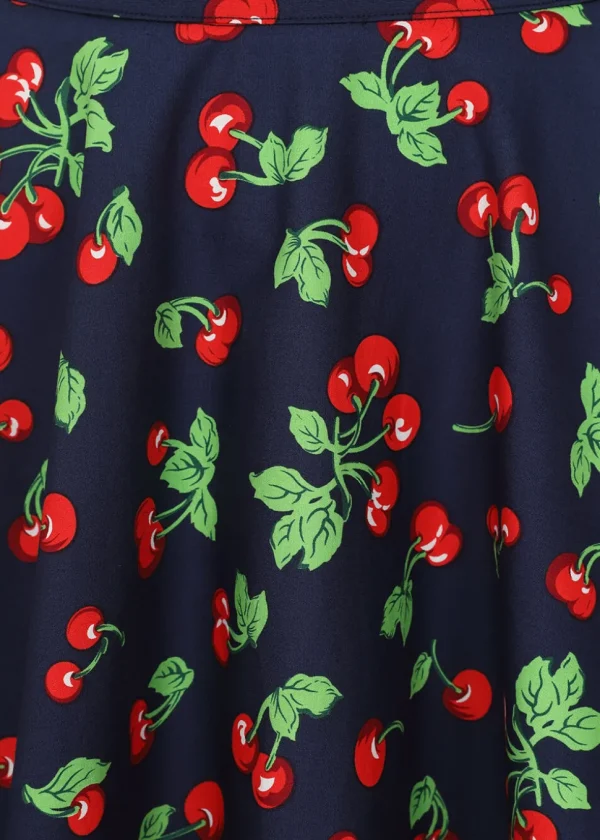 Banned Cary Cherry 50's Swing Skirt Navy