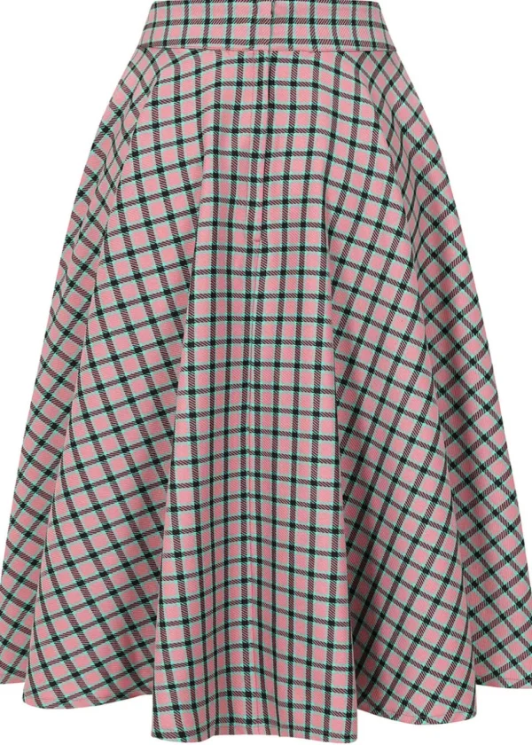 Banned Cary Sweet Check 50's Swing Skirt Pink