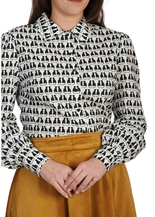 Banned Cat Queen 60's Blouse White