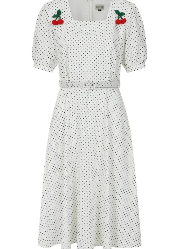Banned Danny Sweet Spot Polkadot 40's Dress White