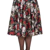 Banned Dark Rose 50's Swing Skirt Navy