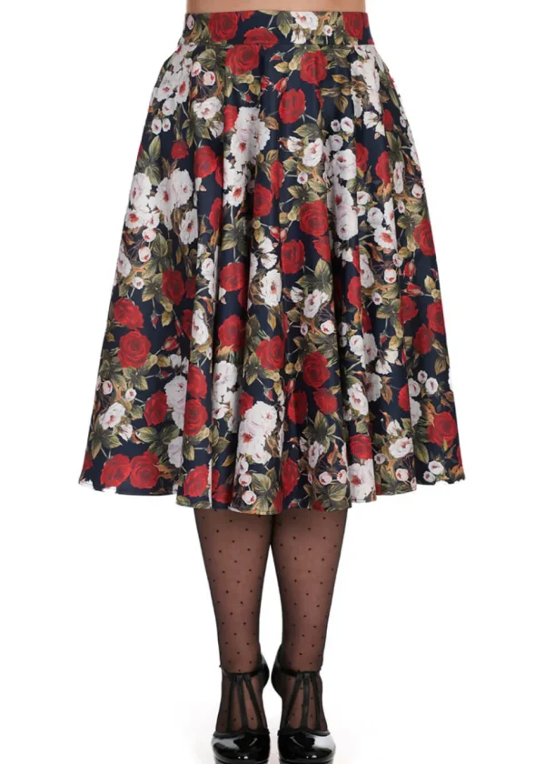 Banned Dark Rose 50's Swing Skirt Navy