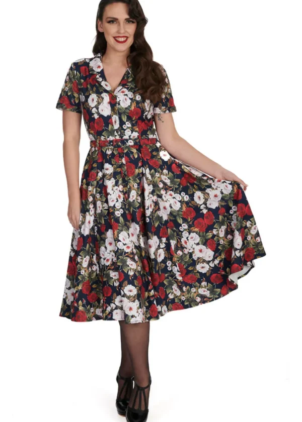 Banned Dark Rose 50's Swing Dress Navy