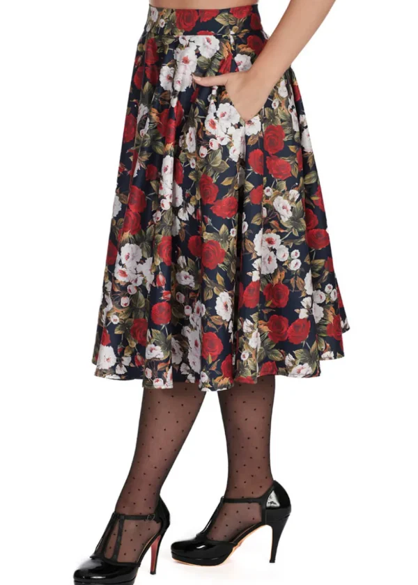 Banned Dark Rose 50's Swing Skirt Navy
