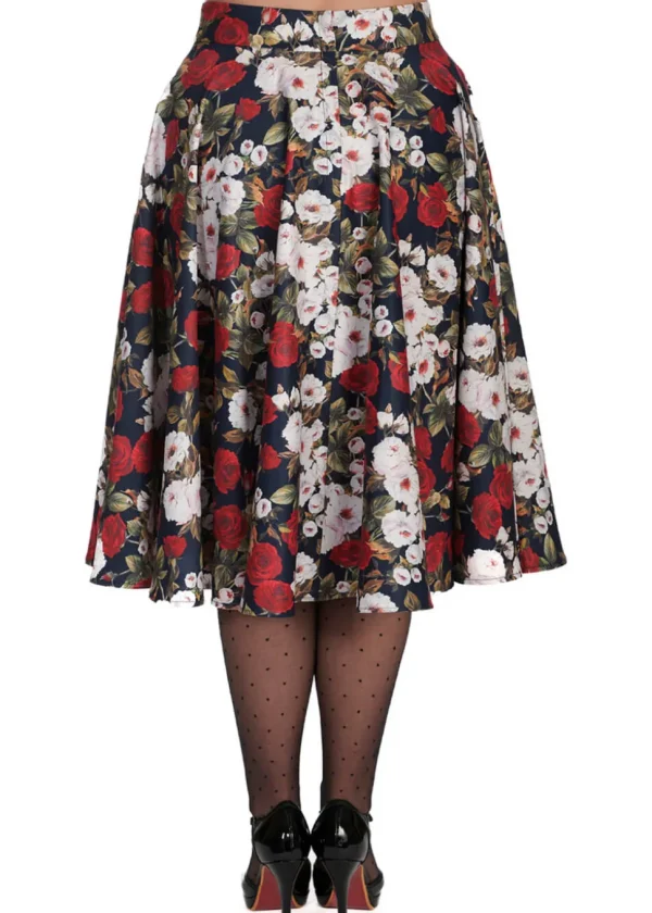 Banned Dark Rose 50's Swing Skirt Navy