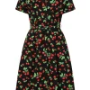 Banned Darla Cherries 50's Swing Dress Black