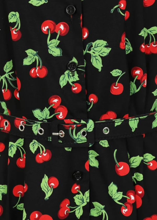 Banned Darla Cherries 50's Swing Dress Black