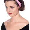 Banned Dionne Polkadot Bow 50's Headband Pink White