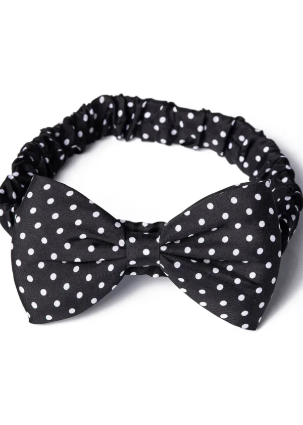 Banned Dionne Polkadot 50's Bow Headband Black White