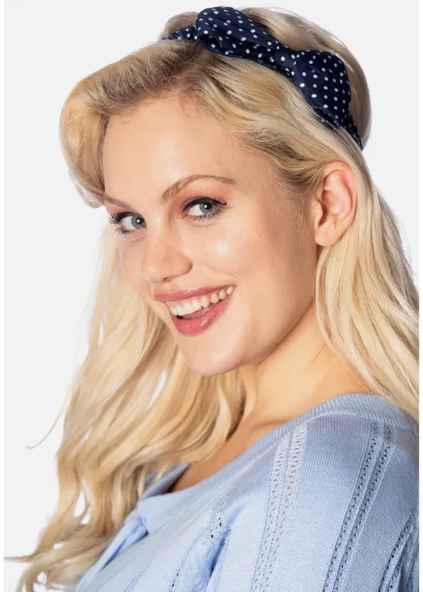 Banned Dionne Polkadot 50's Bow Headband Black White