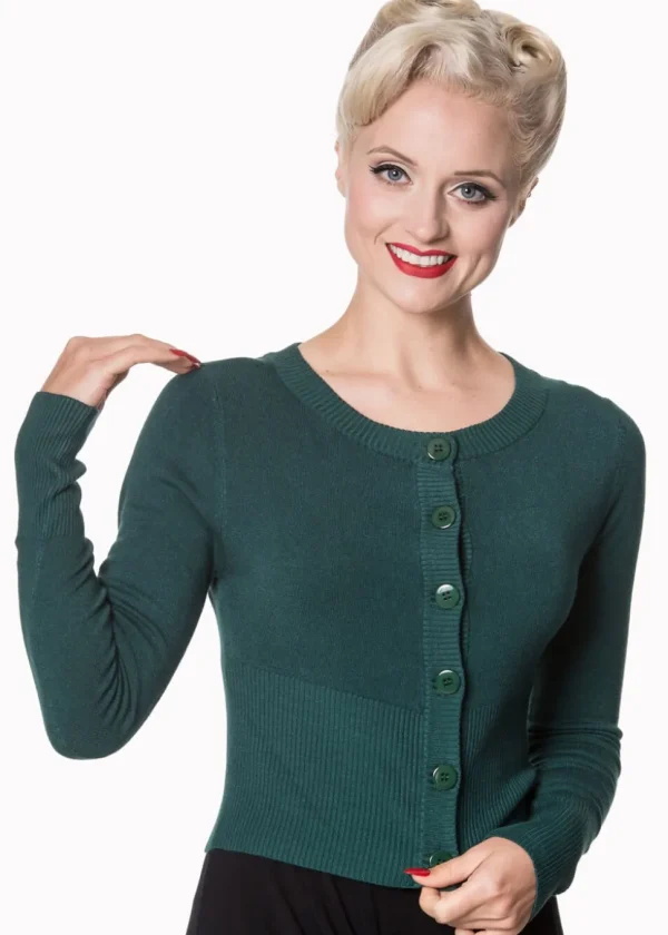 Banned Dolly 50's Cardigan Forest Green