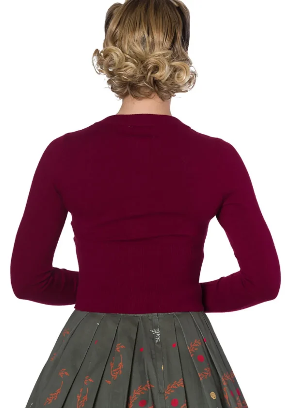 Banned Dolly 50's Cardigan in Burgundy
