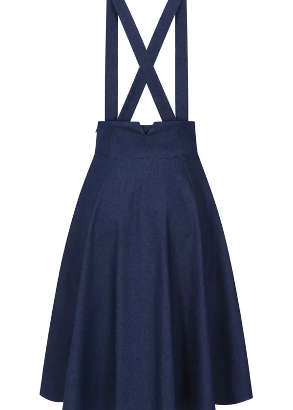 Banned Dottie Denim 50's Swing Skirt Blue