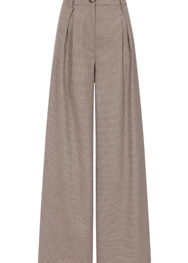 Banned Eliza Houndstooth 40's Trousers Brown