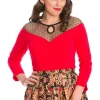 Banned Evita Evening 50's Top Red